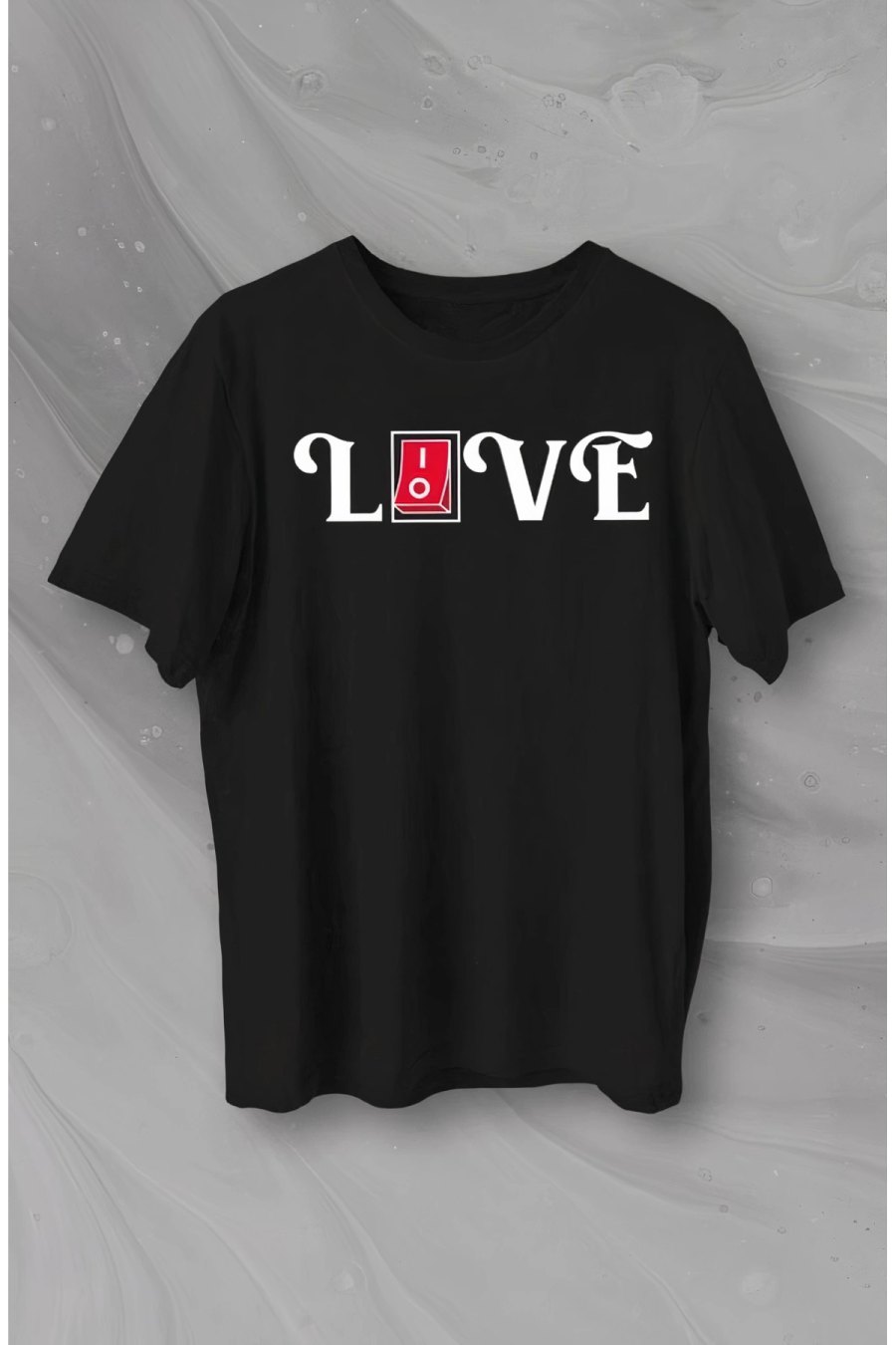 14 Şubat Sevgililer Günü Love Baskılı Oversize Bisiklet Yaka T-shirt - Siyah
