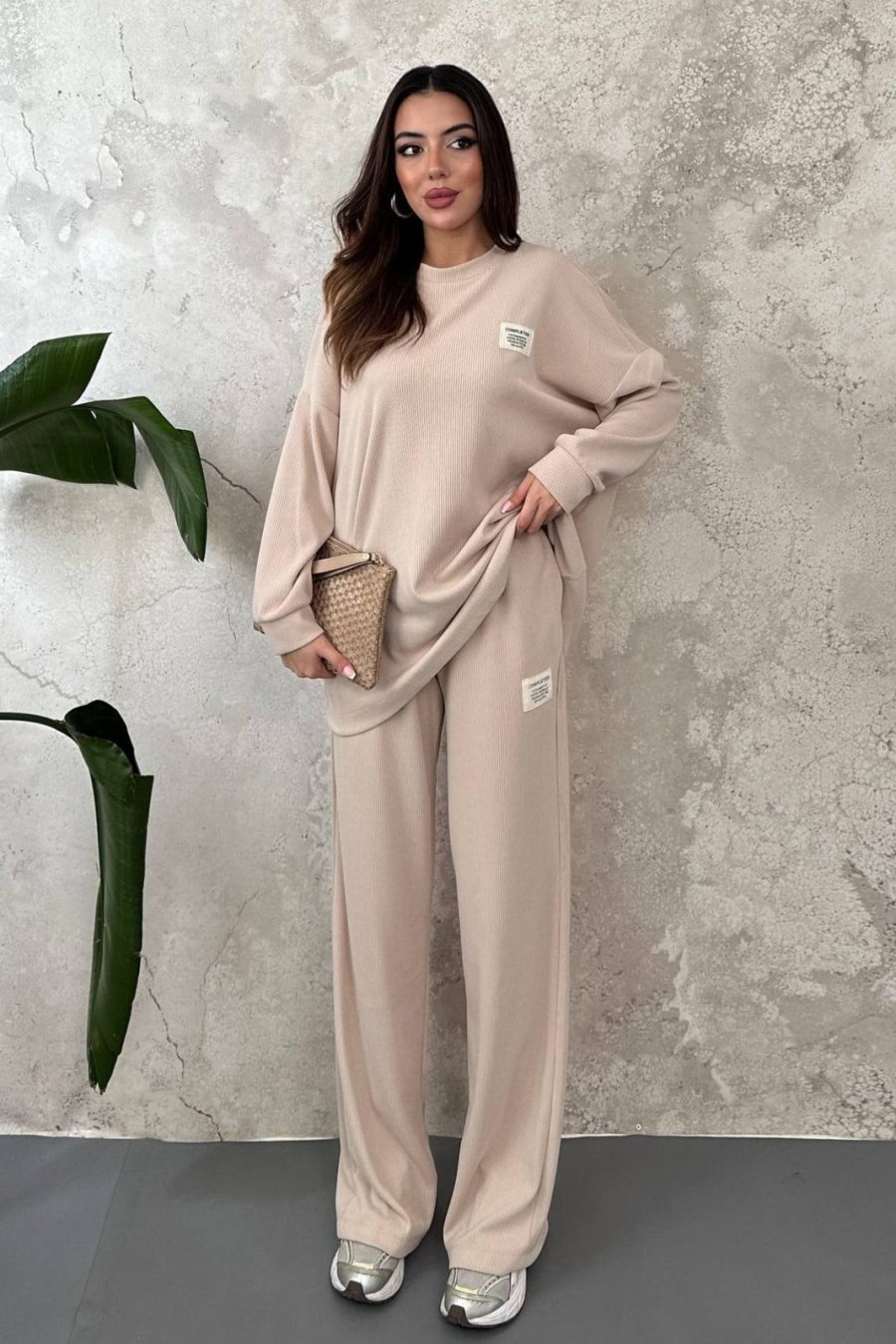 Bej Salaş Sweat Ve Pantolon - Yeni Sezon