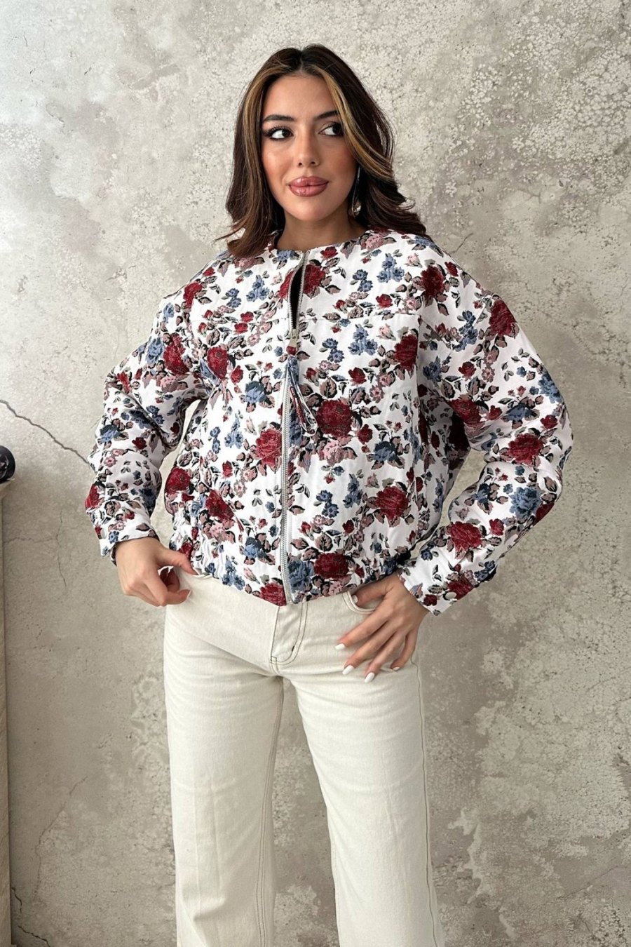 Beyaz Bomber Ceket - Yeni Sezon