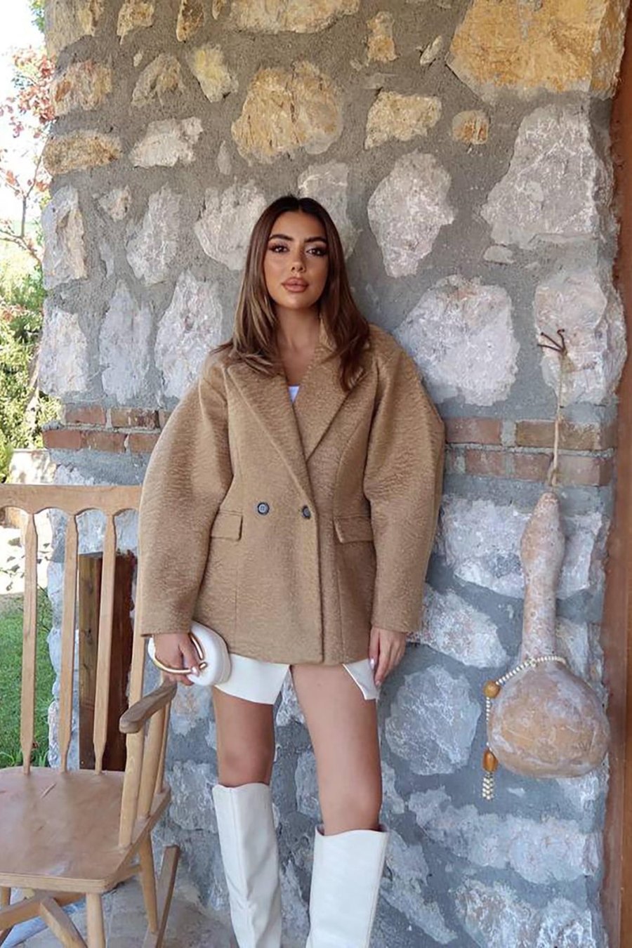 Camel İki Düğmeli Manto - Yeni Sezon