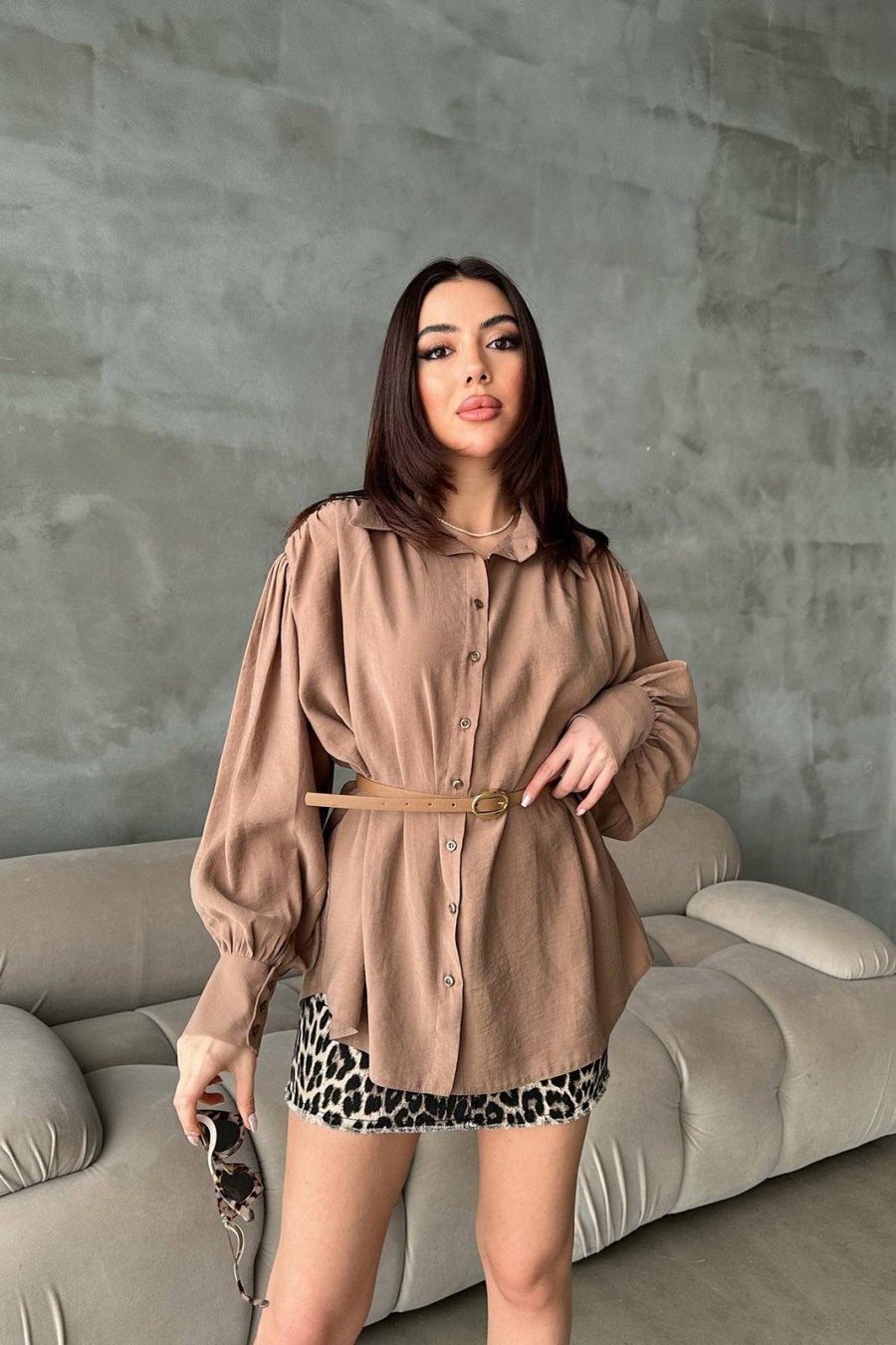 Camel Kemer Detaylı Modal Gömlek - Yeni Sezon