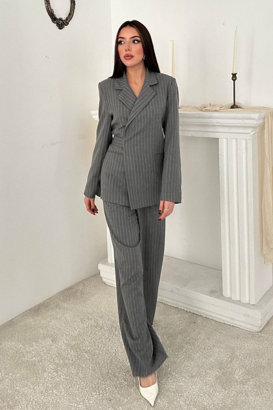 Gri Blazer Ceket Pantolon Takım - Yeni Sezon