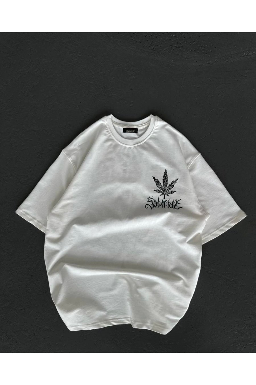 Kadın Baskılı T-Shirt Kısa Kol Bisiklet Yaka Oversize Rahat Kalıp Günlük Tişört - Beyaz