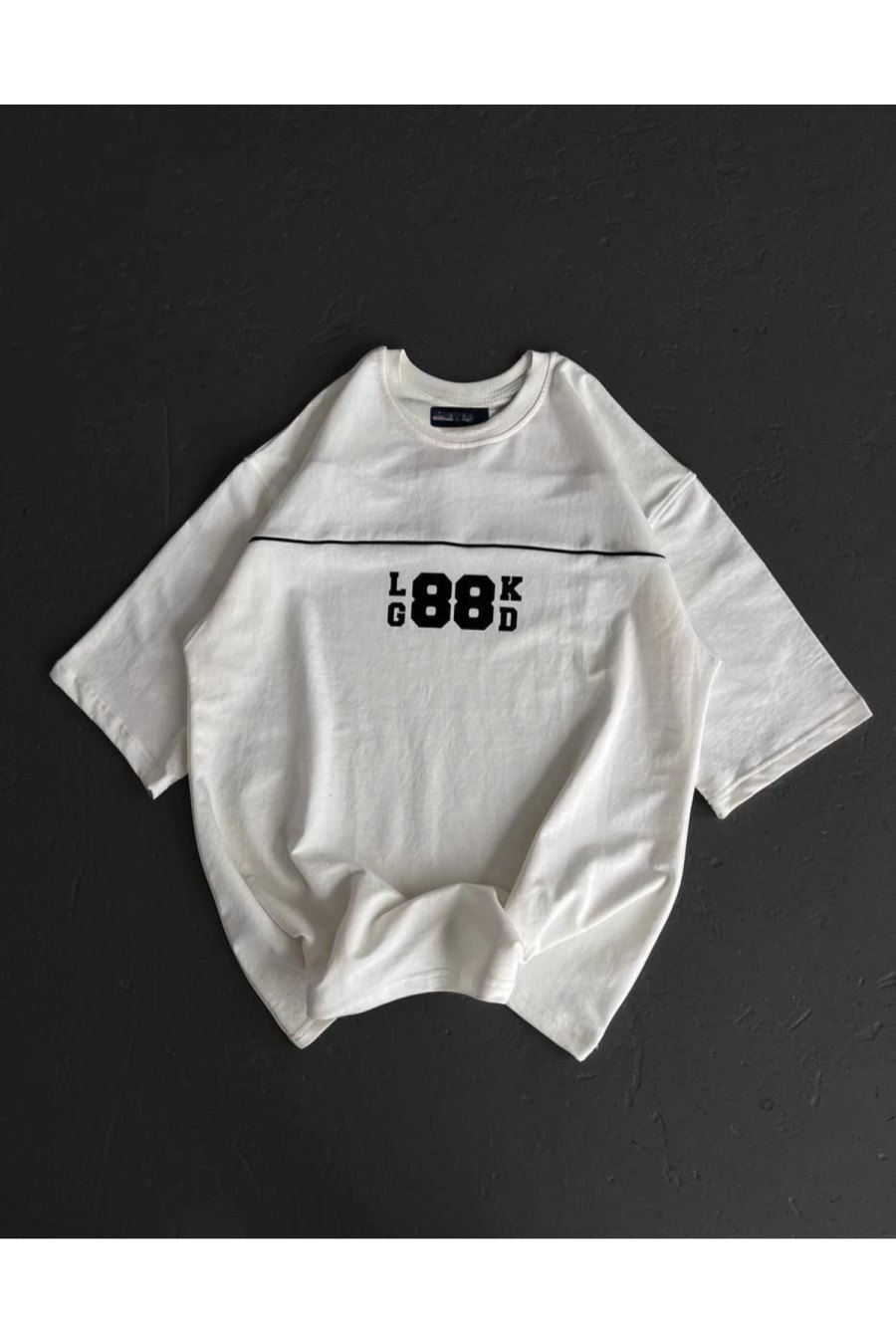 Kadın Baskılı T-Shirt Kısa Kol Bisiklet Yaka Oversize Rahat Kalıp Günlük Tişört - Beyaz