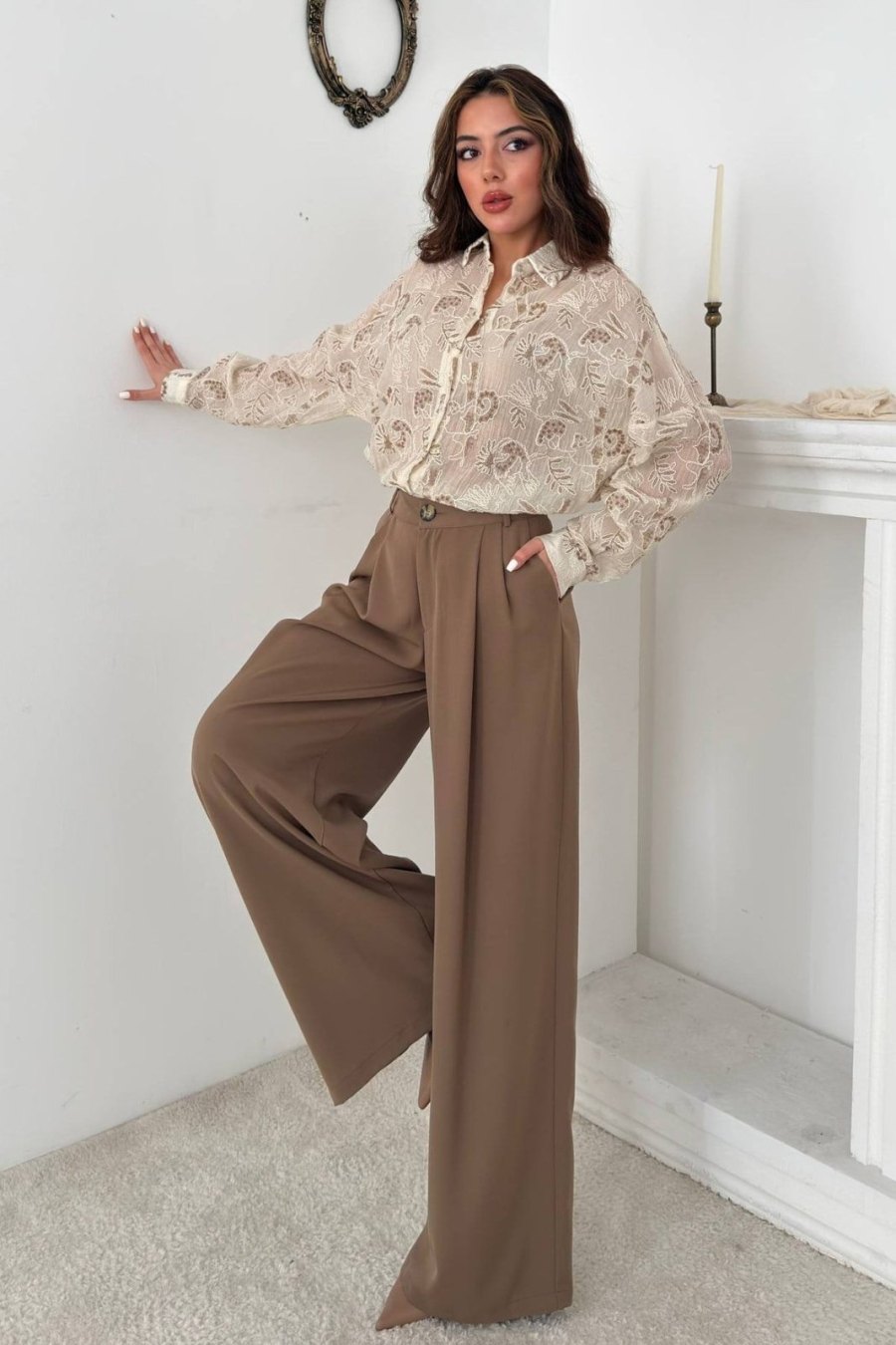 Mocca Pileli Comfort Pantolon - Yeni Sezon